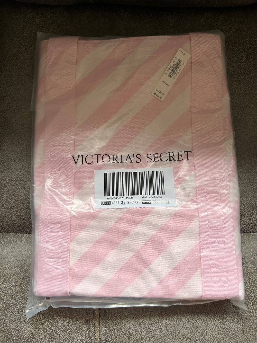Victoria's Secret Pink and White Striped Tote